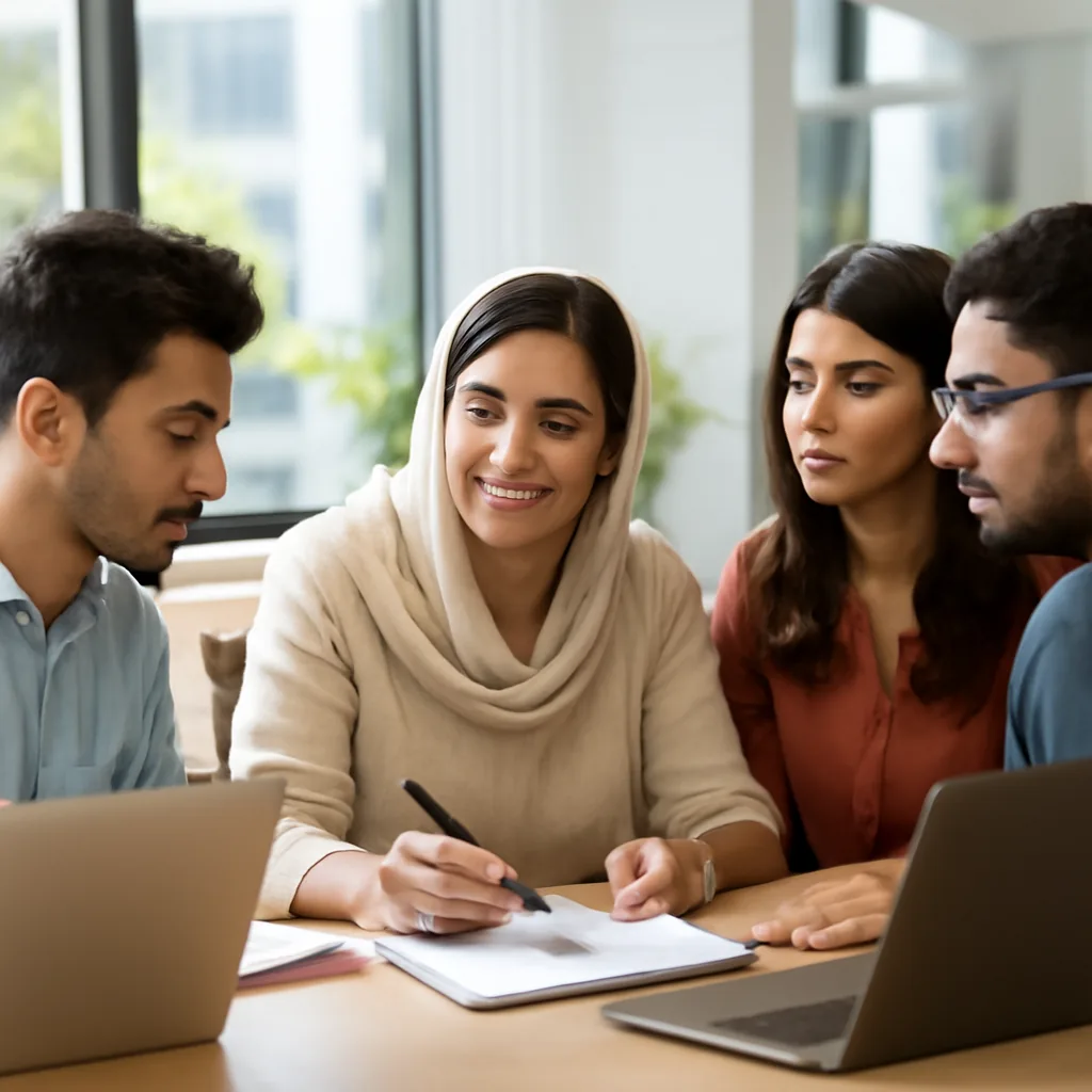 Professional photo of a Pakistani career counselor guiding